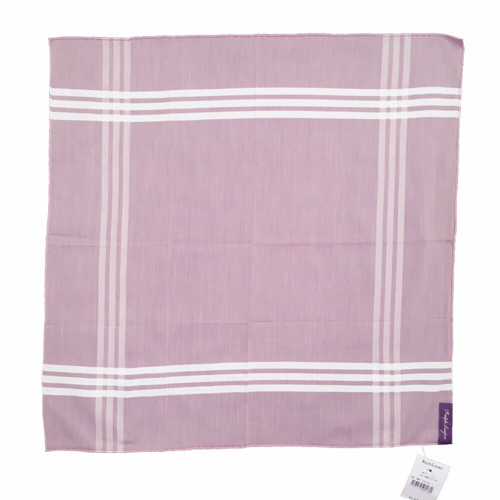 NEW Ralph Lauren Purple Label Linen Pocket Square!  Lavender With White Stripes